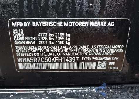 2019 BMW 330I xDrive z USA, uszkodzony, nr VIN WBA5R7C50KFH14397